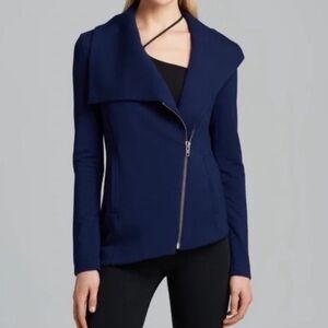 HELMUT LANG blue zip up cowl neck small asymmetrical
